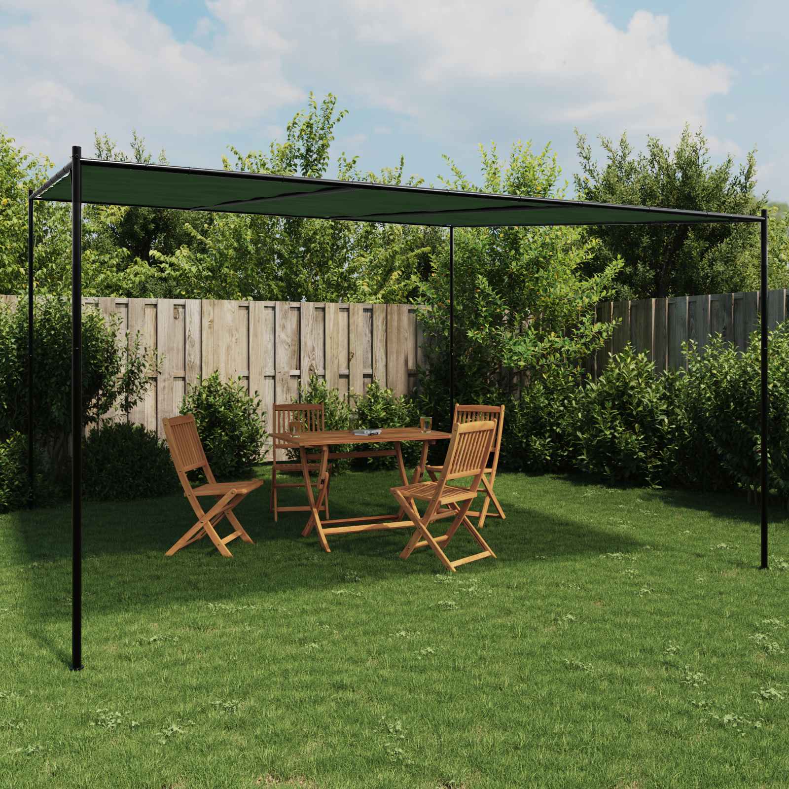 Paviljoen 4 x 3,98 x 2,67 m Groen Polyester en staal image 1