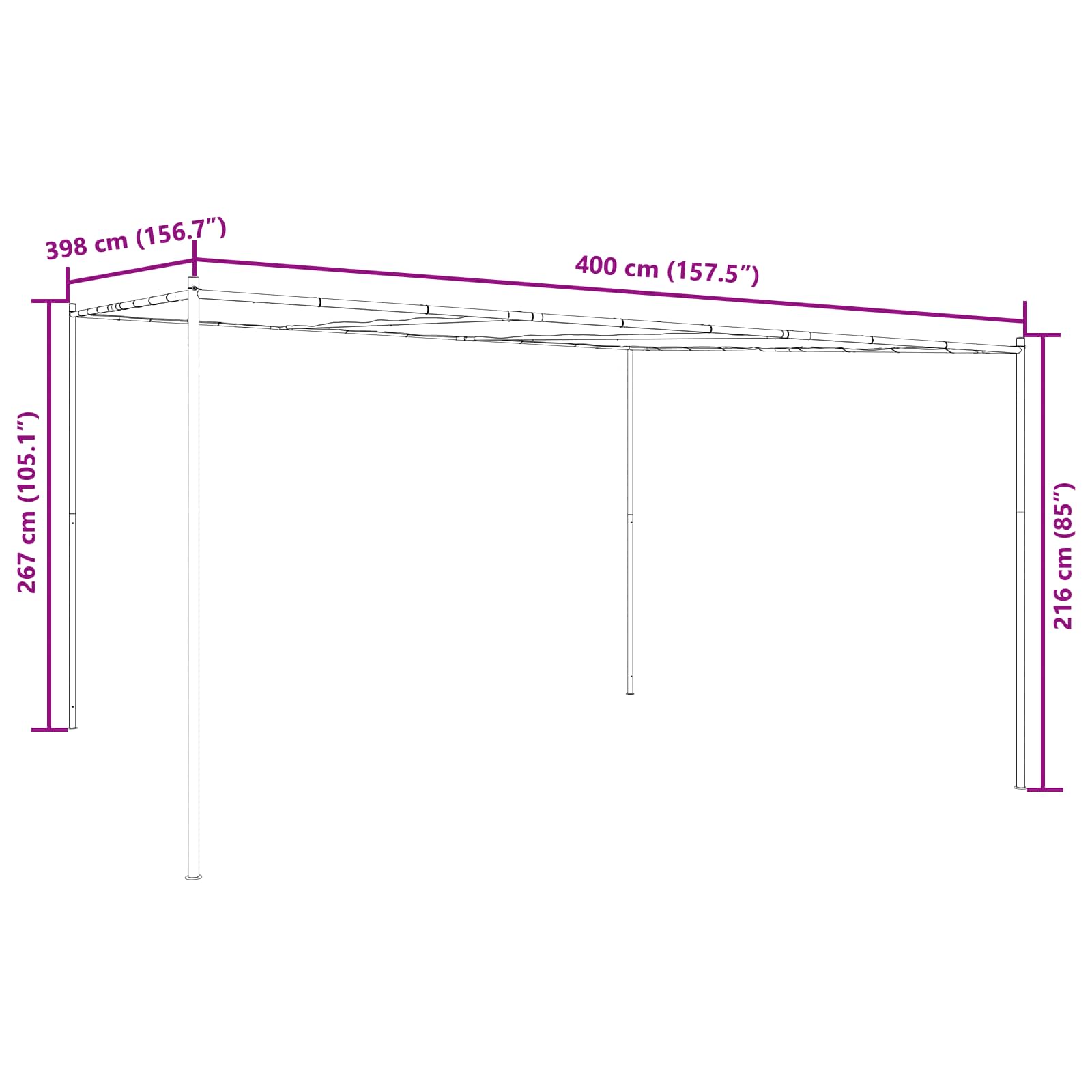 Paviljoen 4 x 3,98 x 2,67 m Groen Polyester en staal image 9