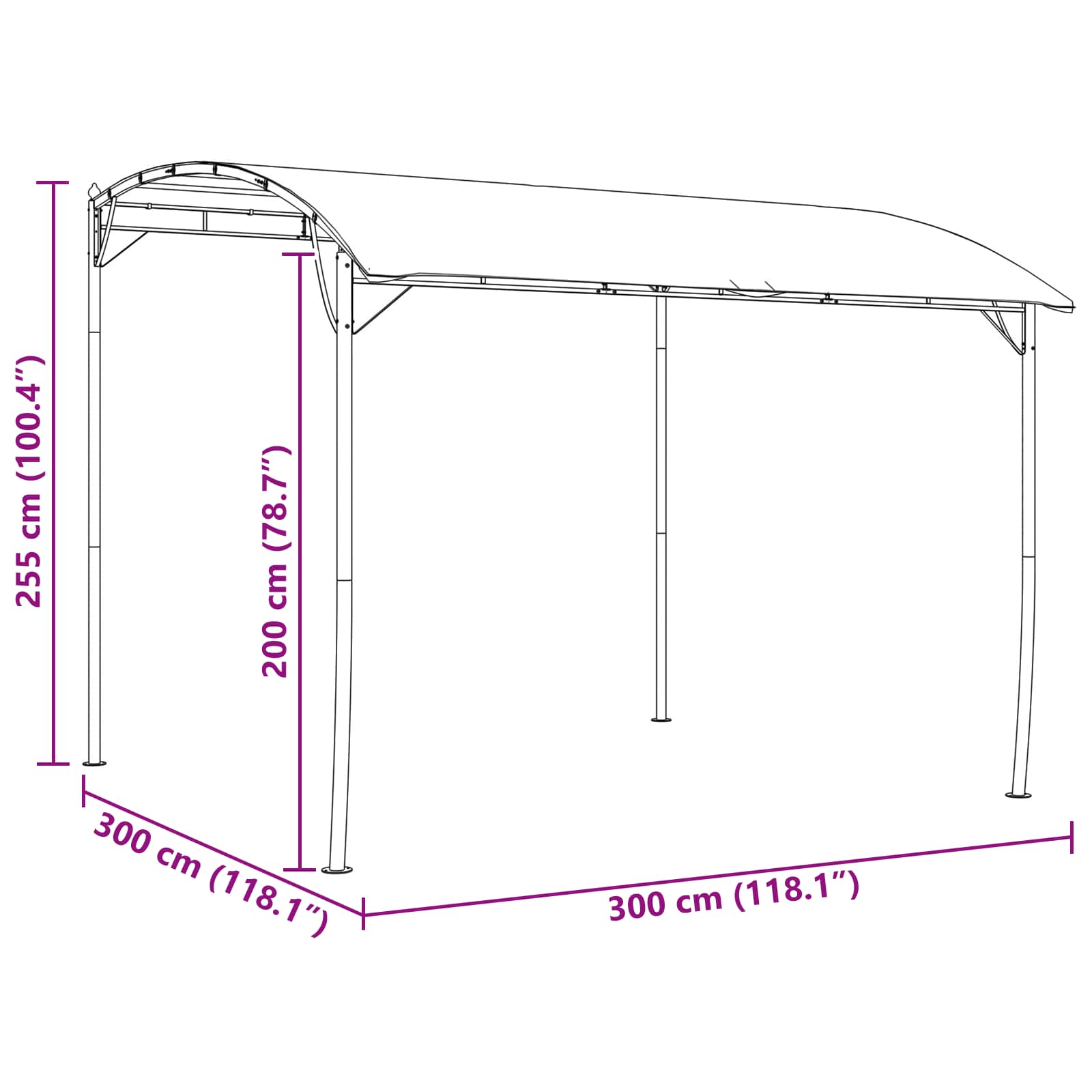 Prieel 3 x 3 x 2,55 m Groen Stof en Aluminium 180 image 7