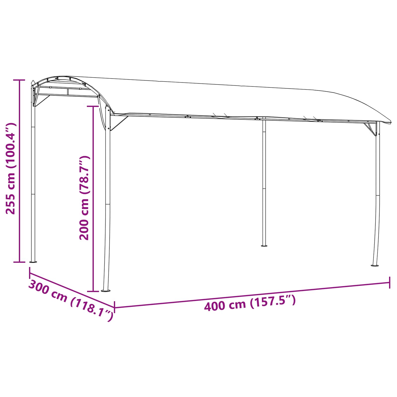 Prieel 4 x 3 x 2,55 m Groen Stof en Aluminium 180 image 7
