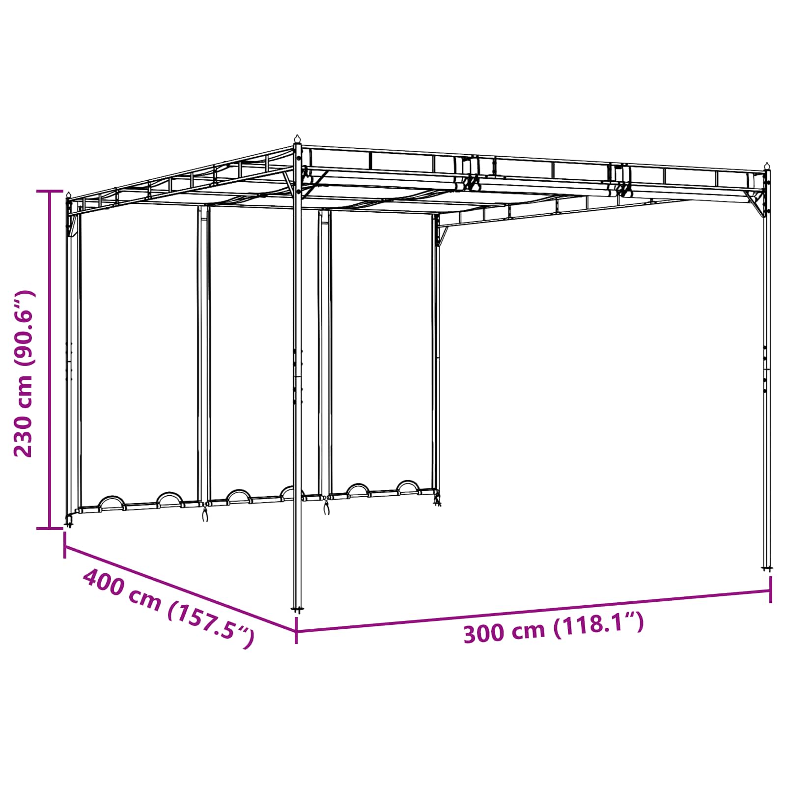Prieel 4 x 3 x 2,3 m Groen Polyester en staal image 9