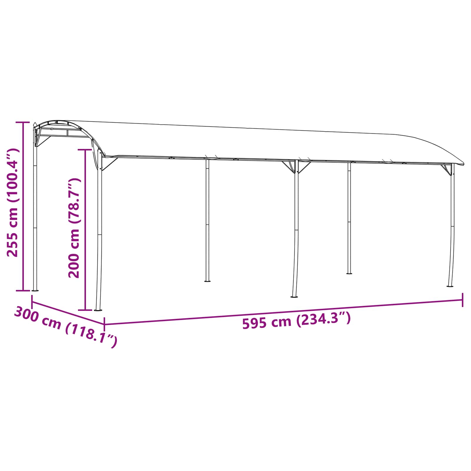 Prieel 6 x 3 x 2,55 m Groen Stof en Aluminium 180 image 7