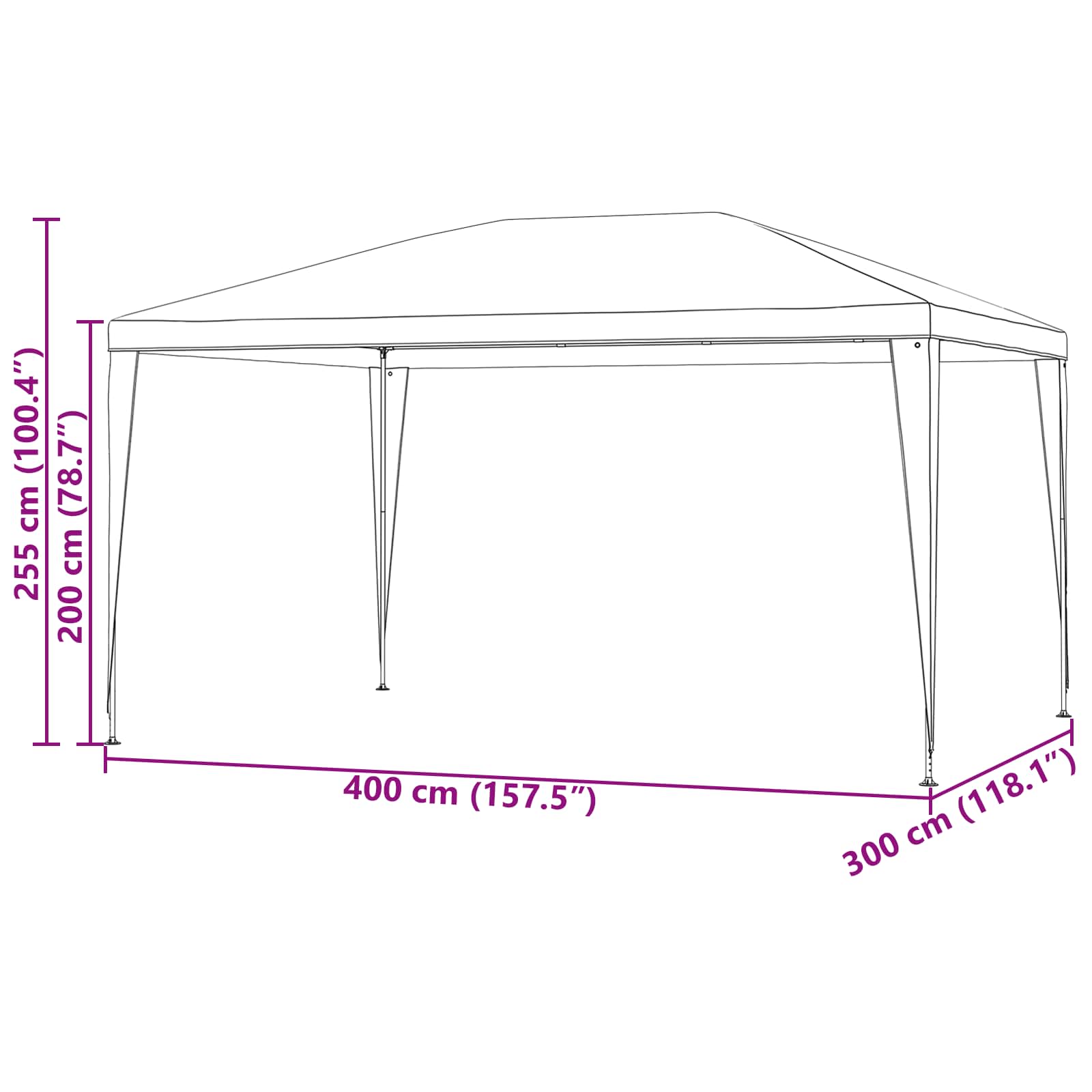 Partytent Rood 400 x 300 x 255 cm PE en staal image 6