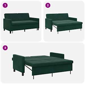 Pohovka na spaní Tmavě zelená Textil - obrázek 12