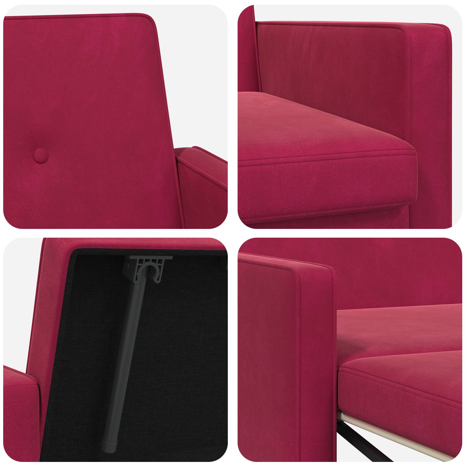 Sofa postelja Vinorodna rdeča Blago - slika 10