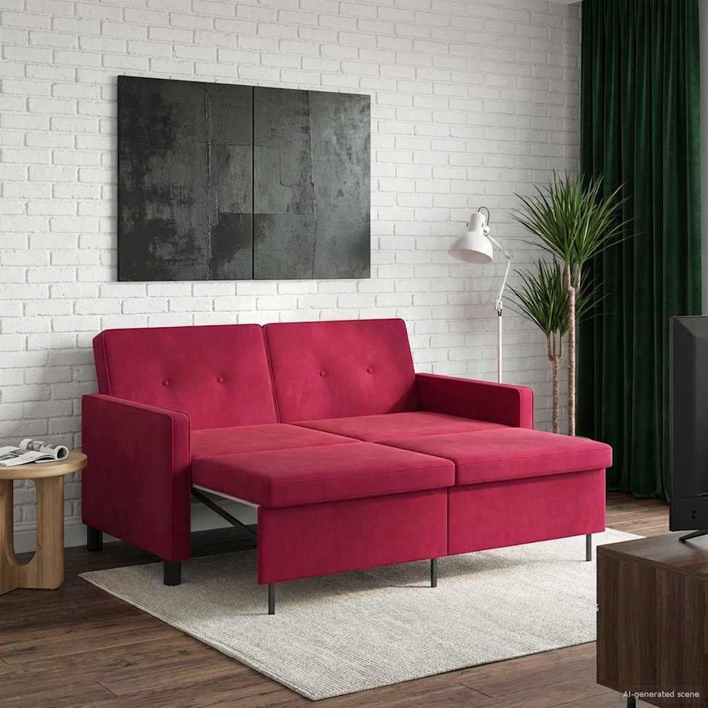 Sofa postelja Vinorodna rdeča Blago - slika 4