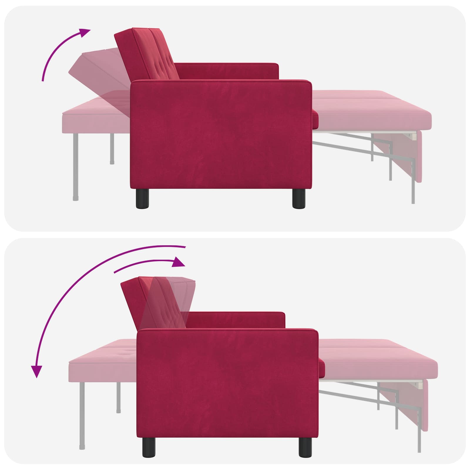 Sofa postelja Vinorodna rdeča Blago - slika 11