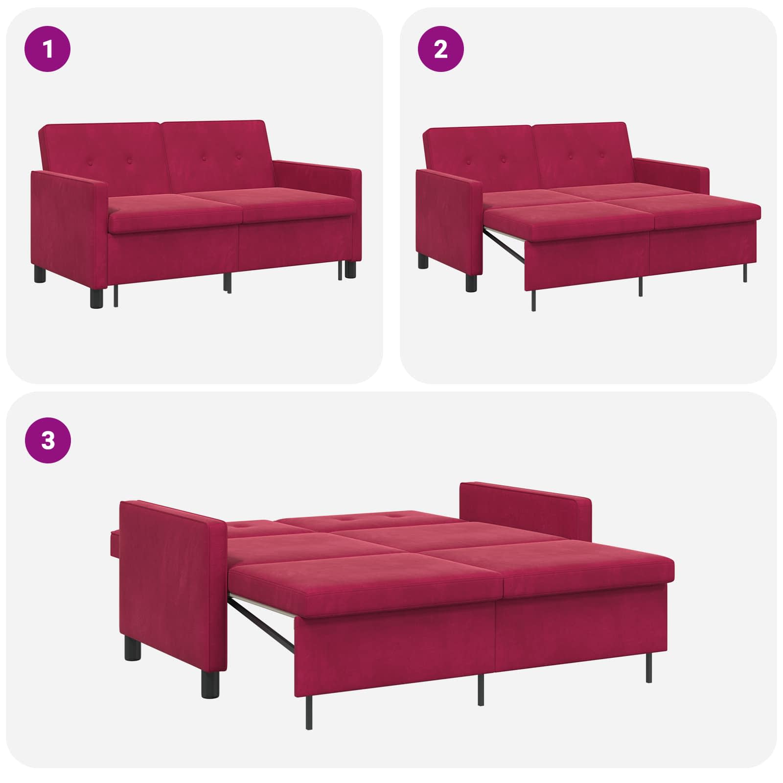 Sofa postelja Vinorodna rdeča Blago - slika 12