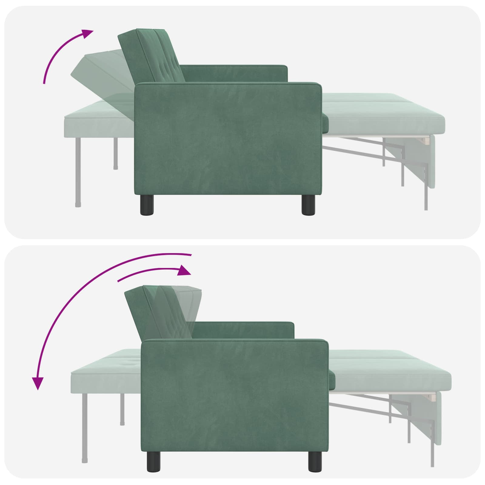 vidaXL Sofa postelja Morsko zelena Blago - slika 11