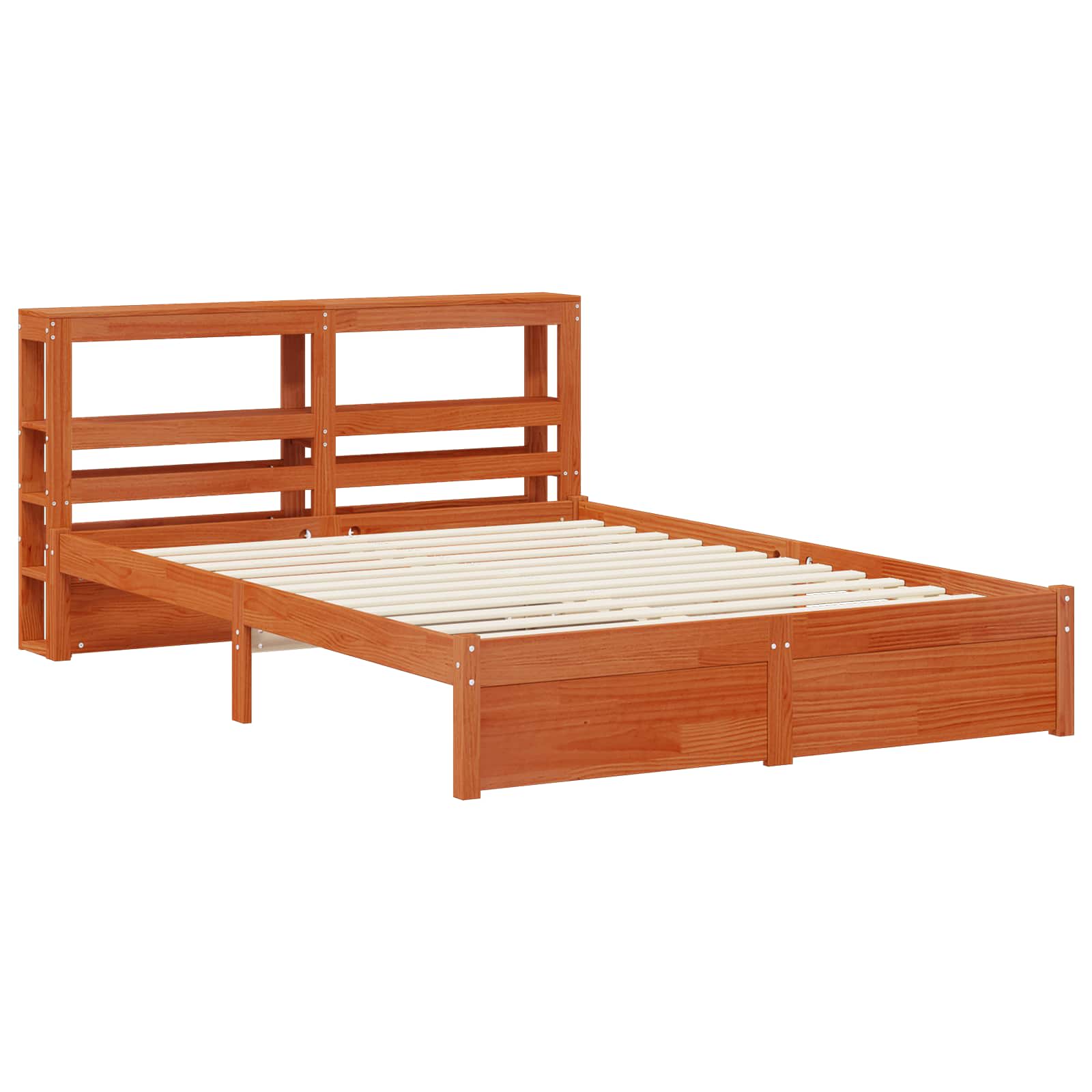 Bedframe met hoofdeinde met opslag Wasbruin Massief Vurenhout image 5