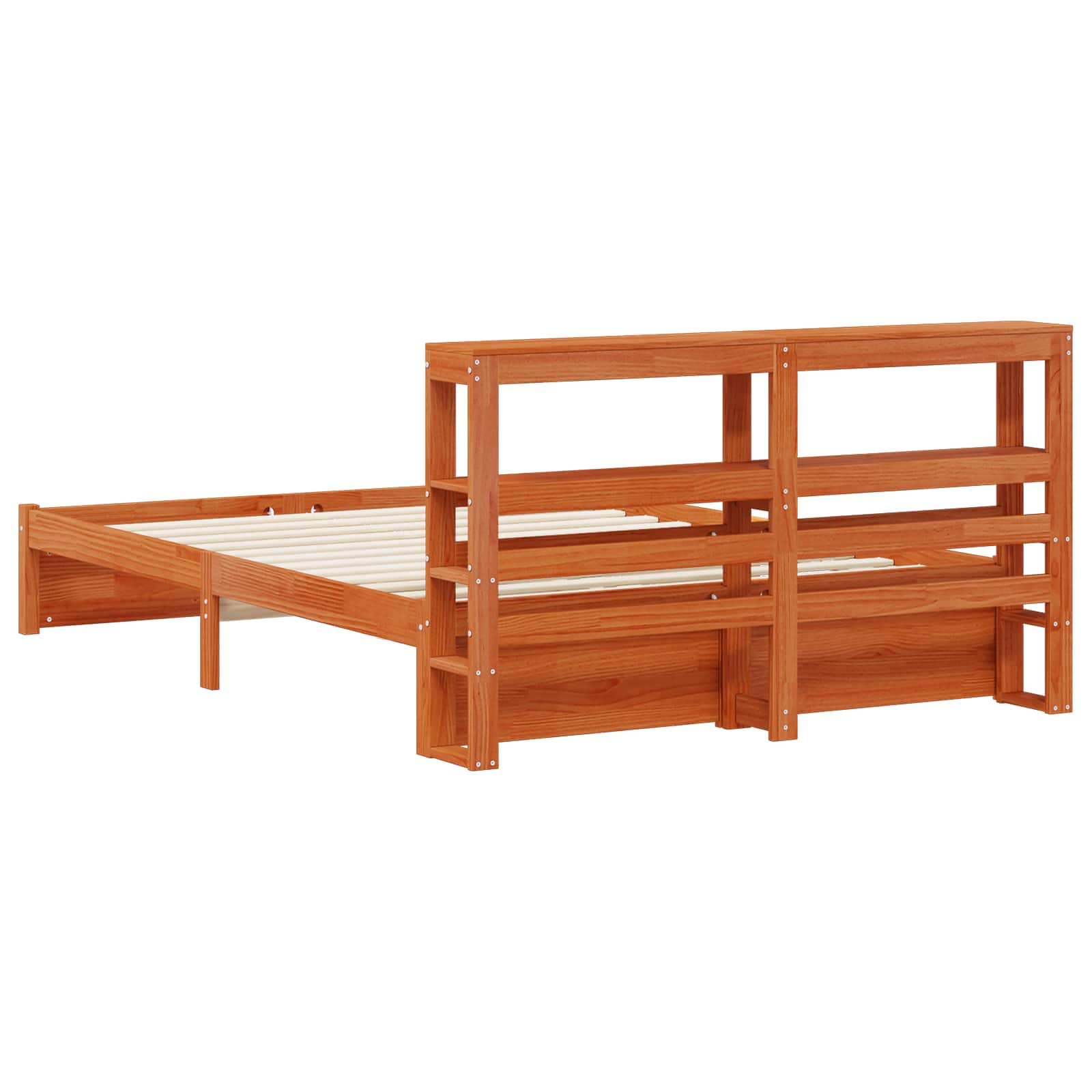 Bedframe met hoofdeinde met opslag Wasbruin Massief Vurenhout image 8