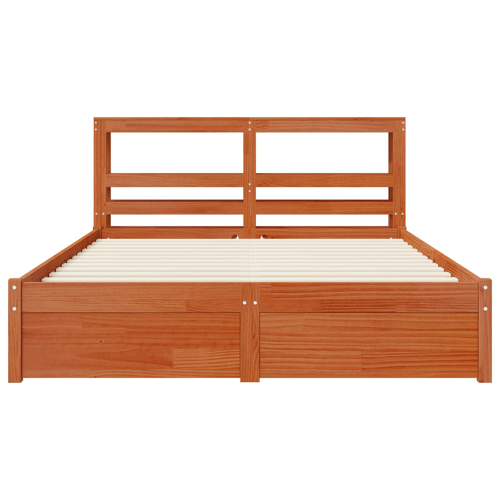 Bedframe met hoofdeinde met opslag Wasbruin Massief Vurenhout image 6
