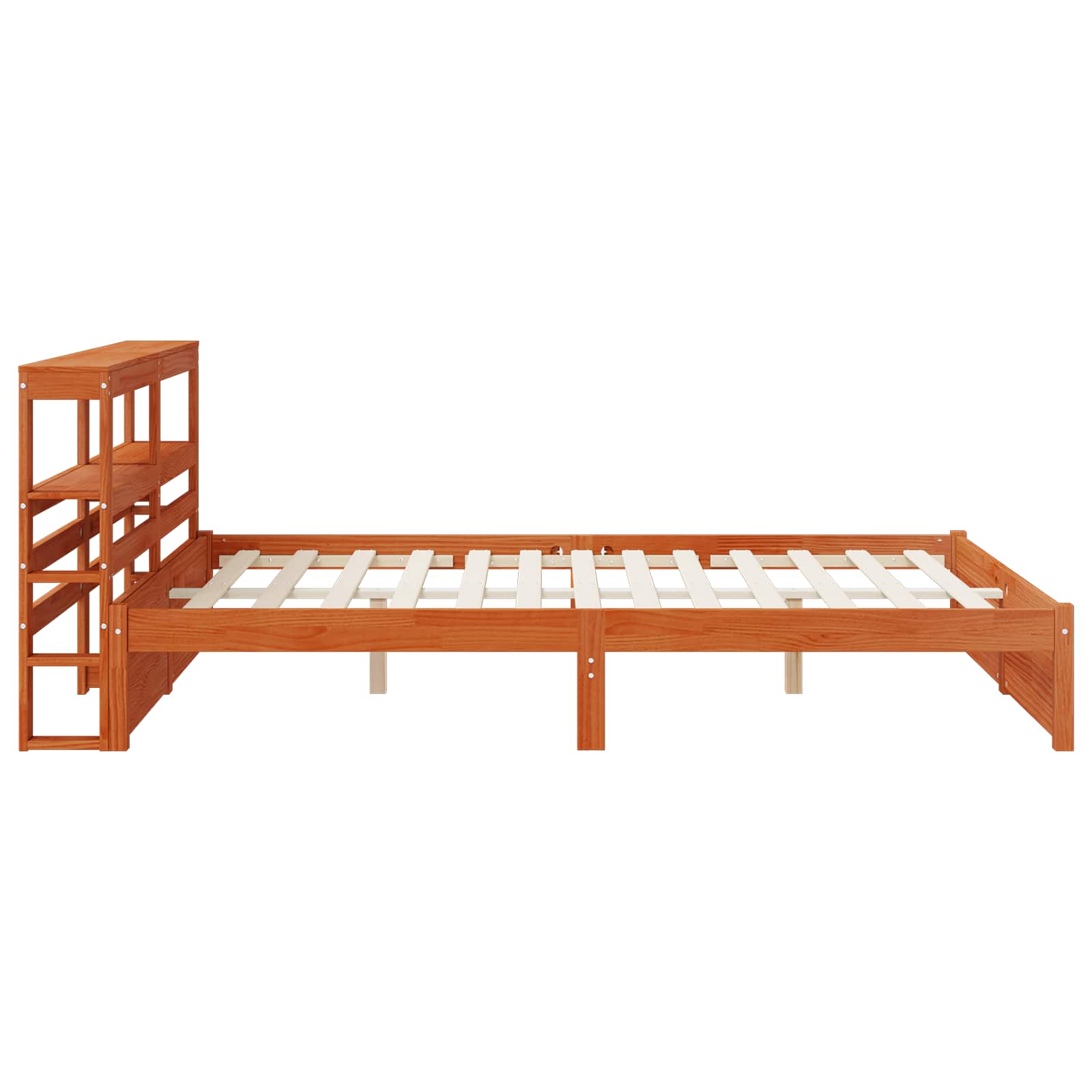 Bedframe met hoofdeinde met opslag Wasbruin Massief Vurenhout image 7