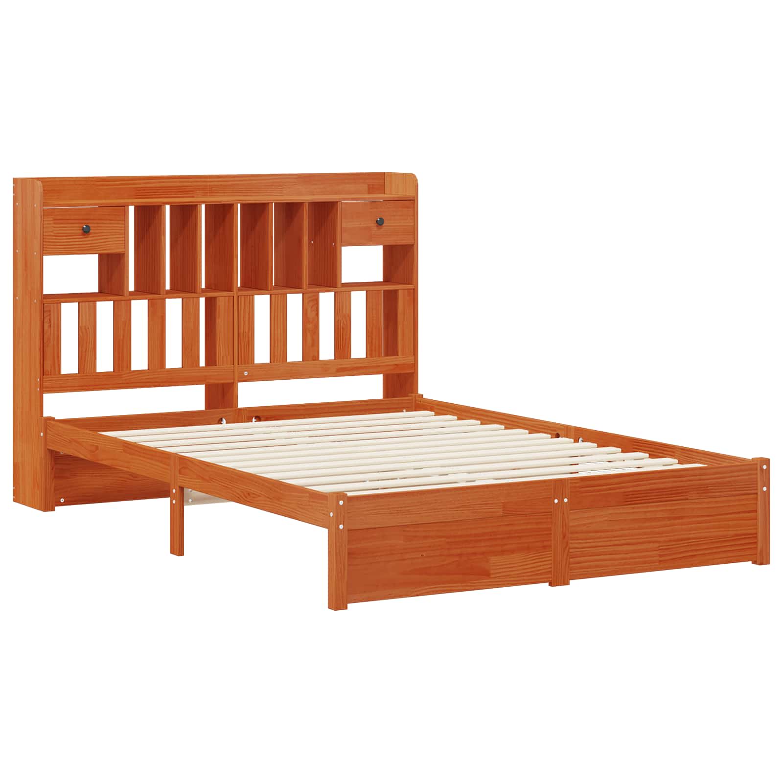 Boekenkast Bedframe met hoofdeinde met lade Massief Vurenhout image 5