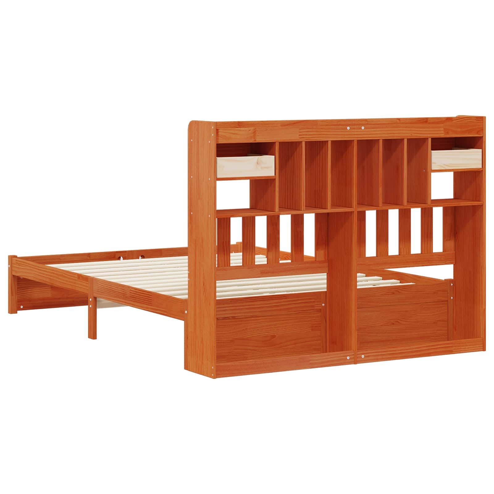 Boekenkast Bedframe met hoofdeinde met lade Massief Vurenhout image 8