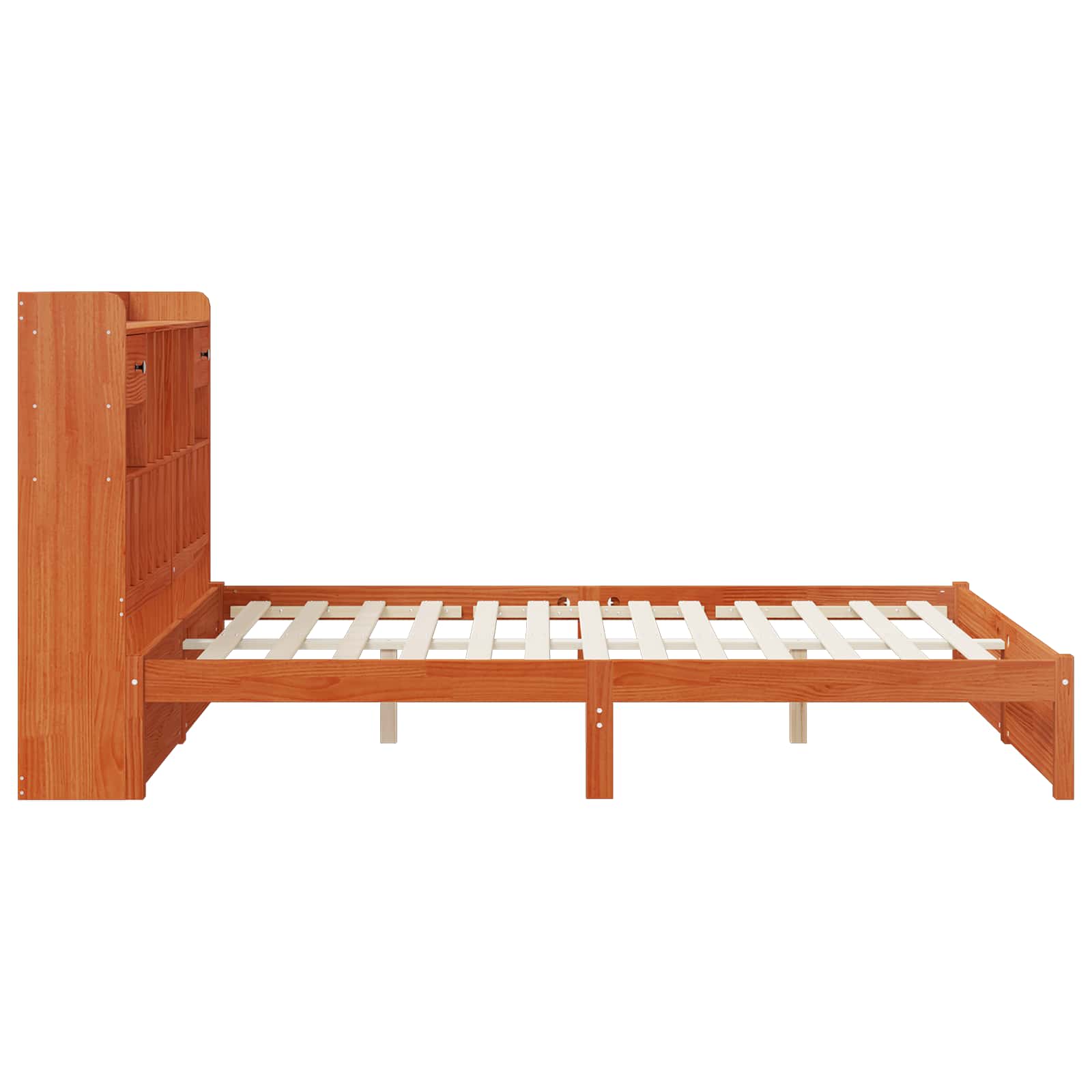 Boekenkast Bedframe met hoofdeinde met lade Massief Vurenhout image 7