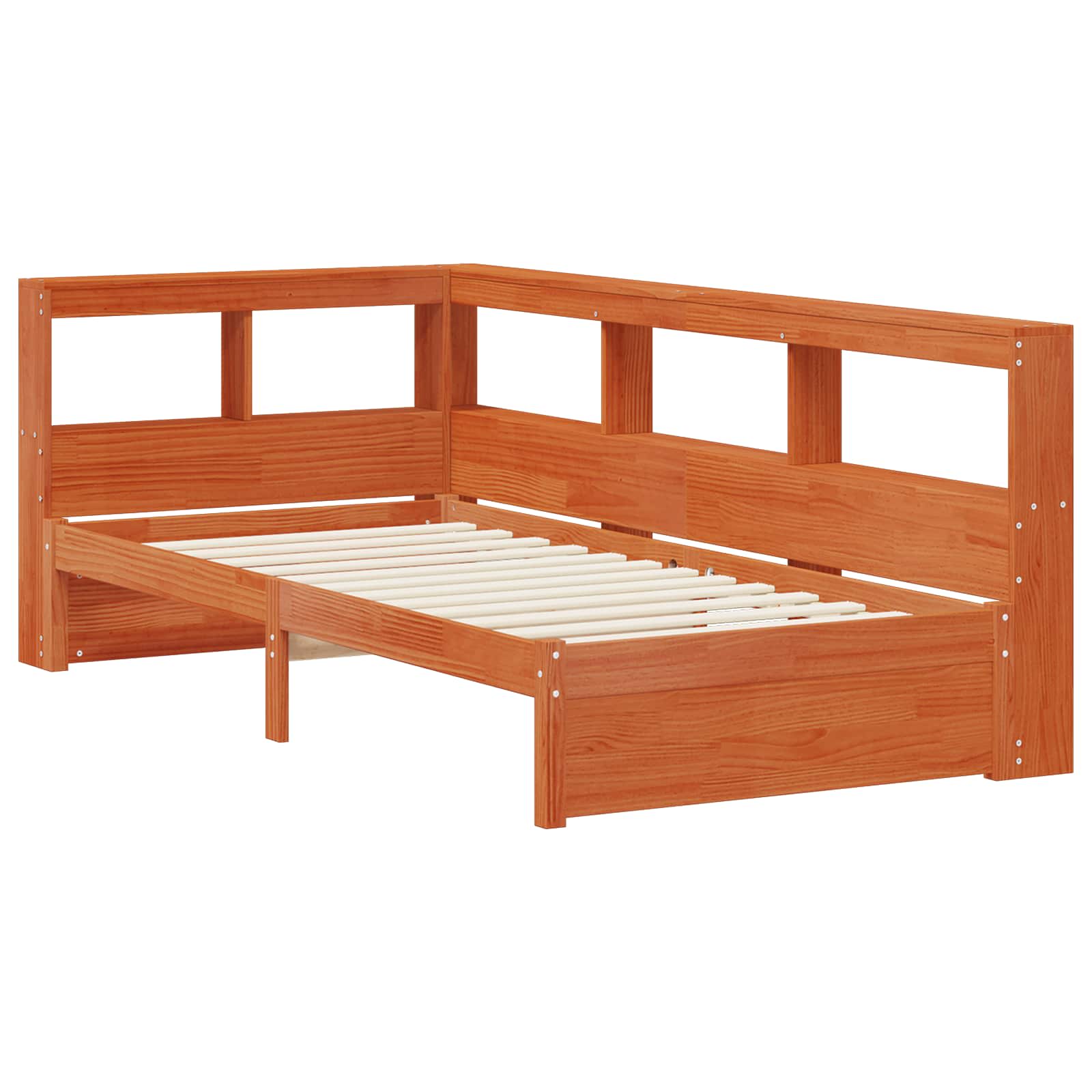 Boekenkast Bed met hoofdeinde met opslag Massief Vurenhout image 5