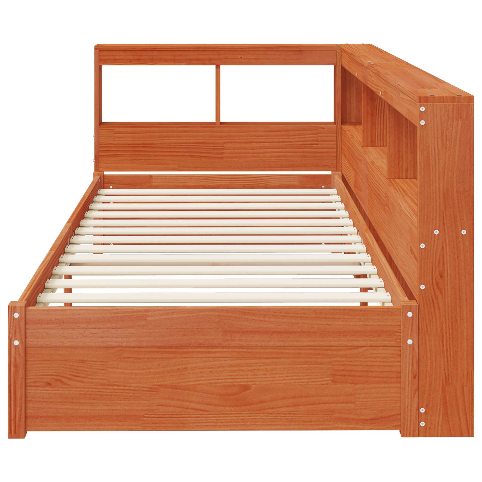 Boekenkast Bed met hoofdeinde met opslag Massief Vurenhout image 6