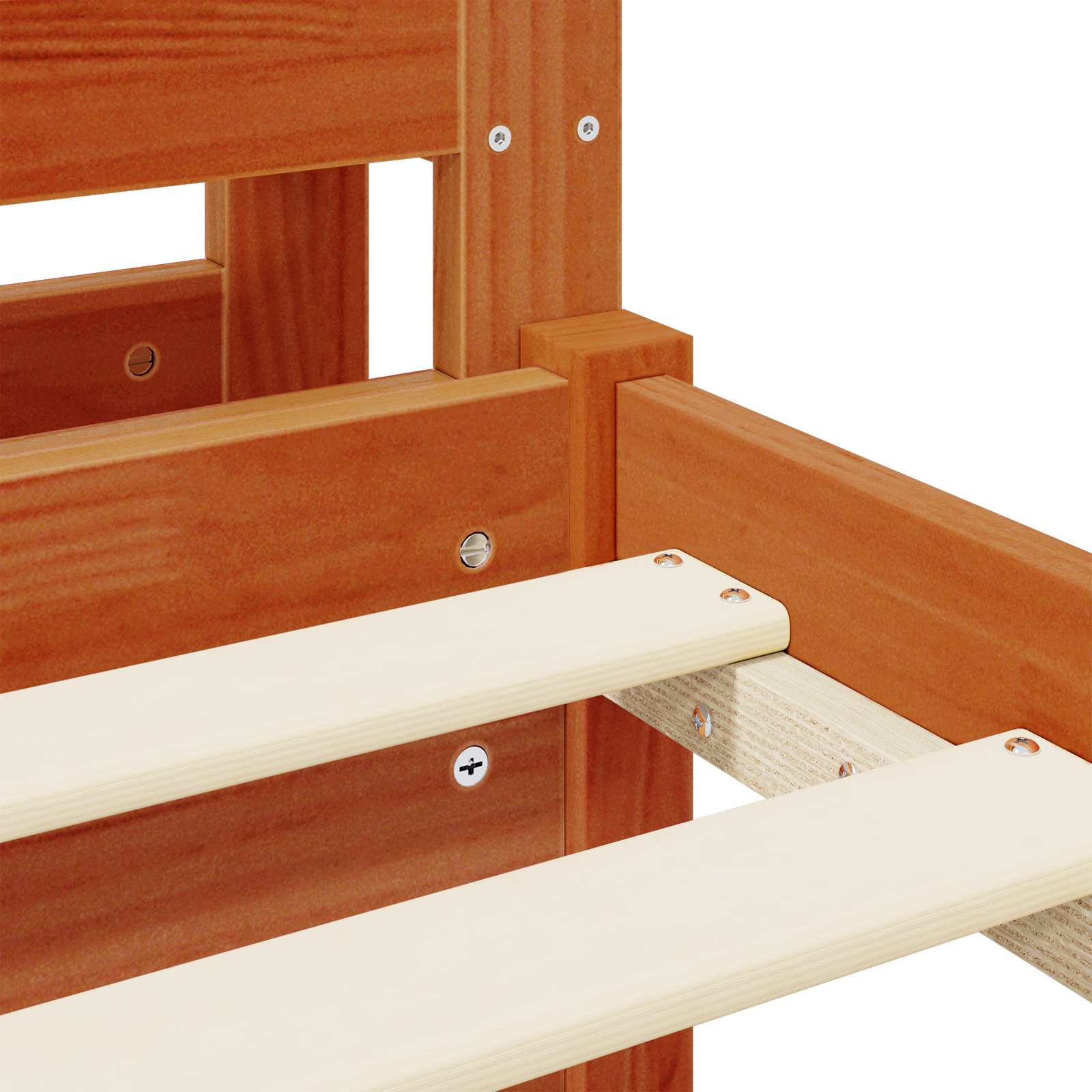 Bedframe met hoofdeinde met opslag Wasbruin Massief Vurenhout image 9
