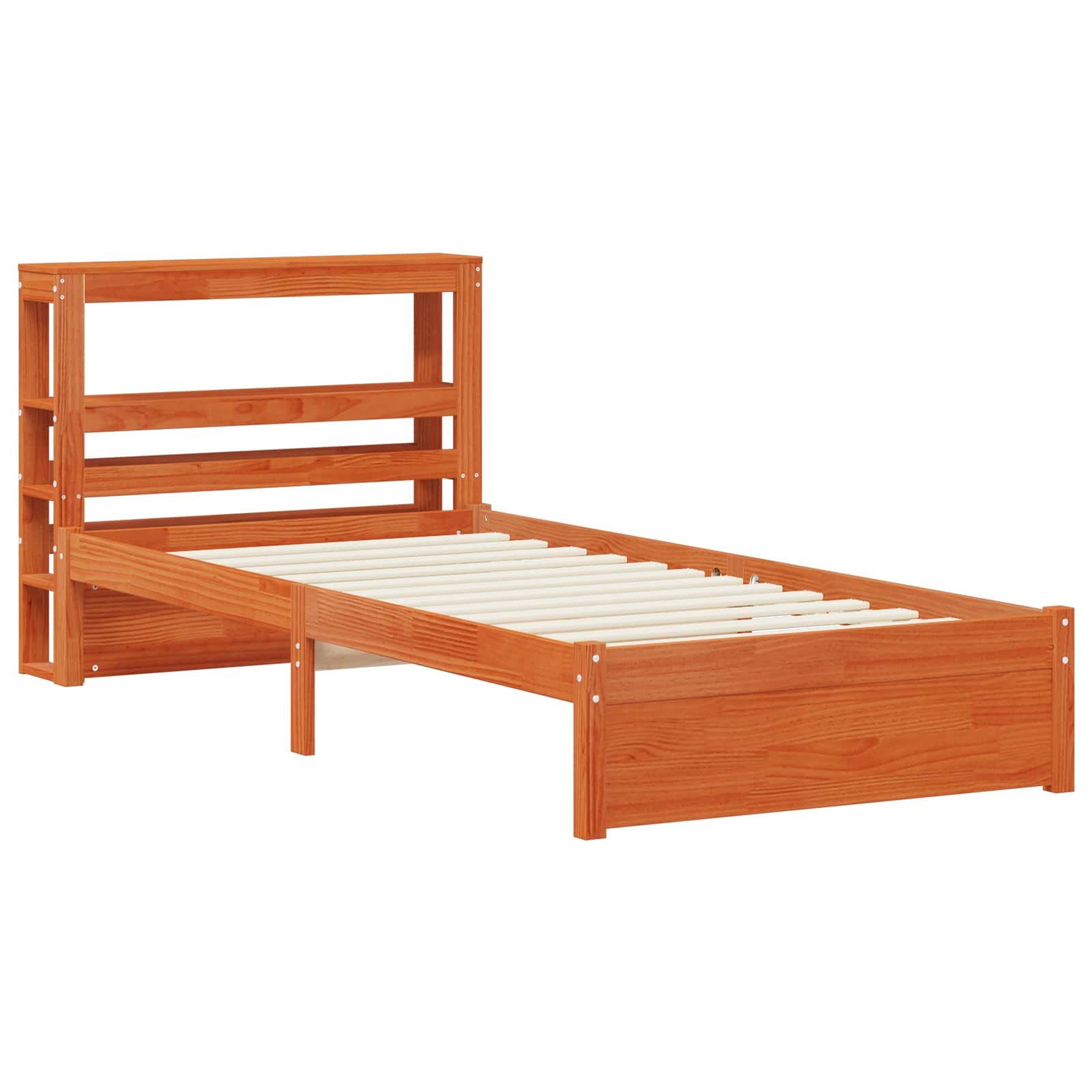 Bedframe met hoofdeinde met opslag Wasbruin Massief Vurenhout image 5