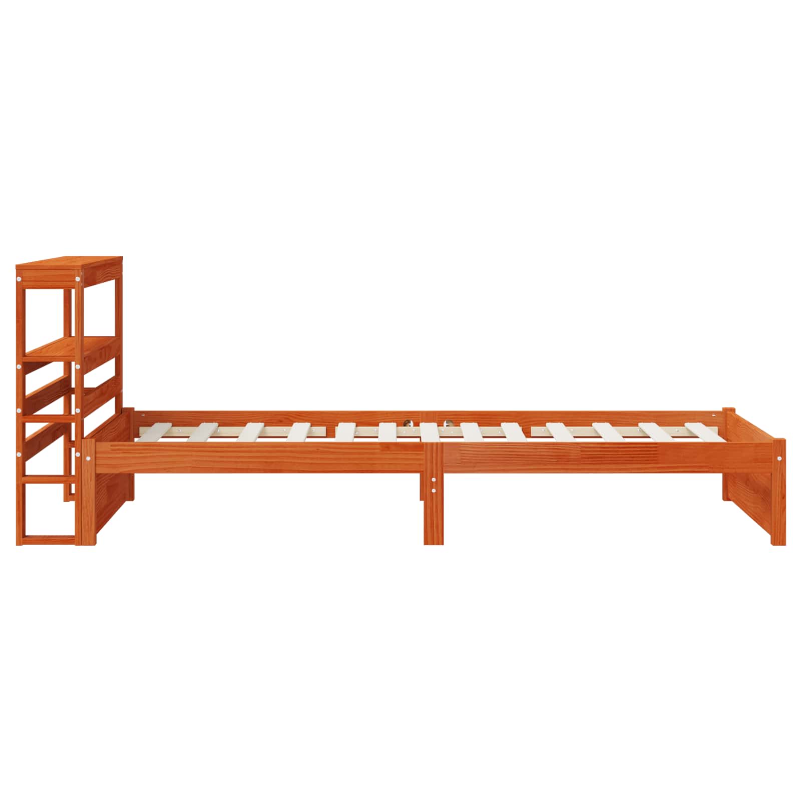 Bedframe met hoofdeinde met opslag Wasbruin Massief Vurenhout image 7