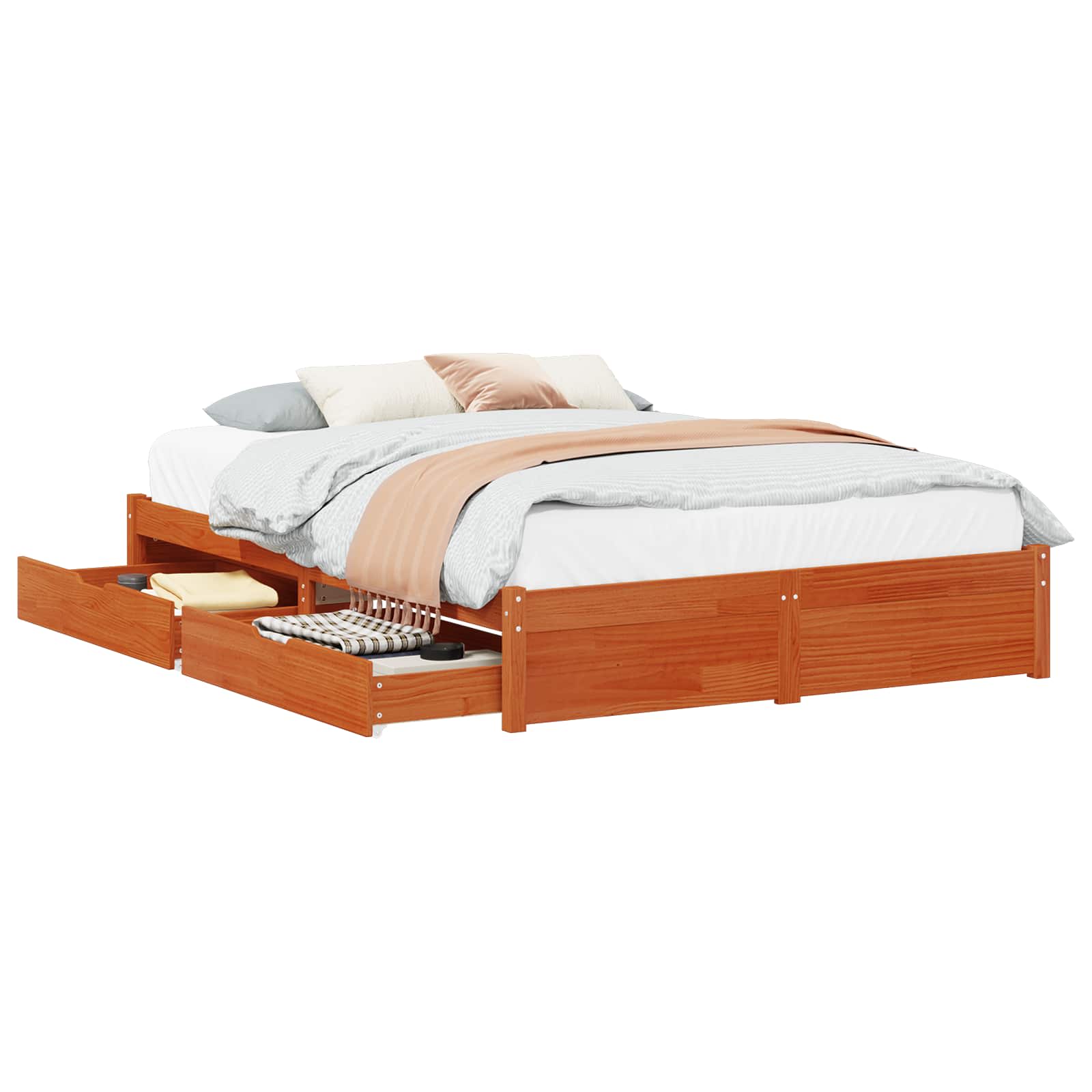 Bedframe met lade met opslag Wasbruin Massief Vurenhout image 2