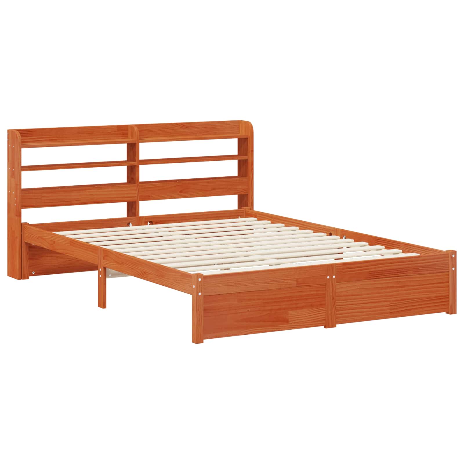 Bedframe met hoofdeinde met opslag Wasbruin Massief Vurenhout image 5