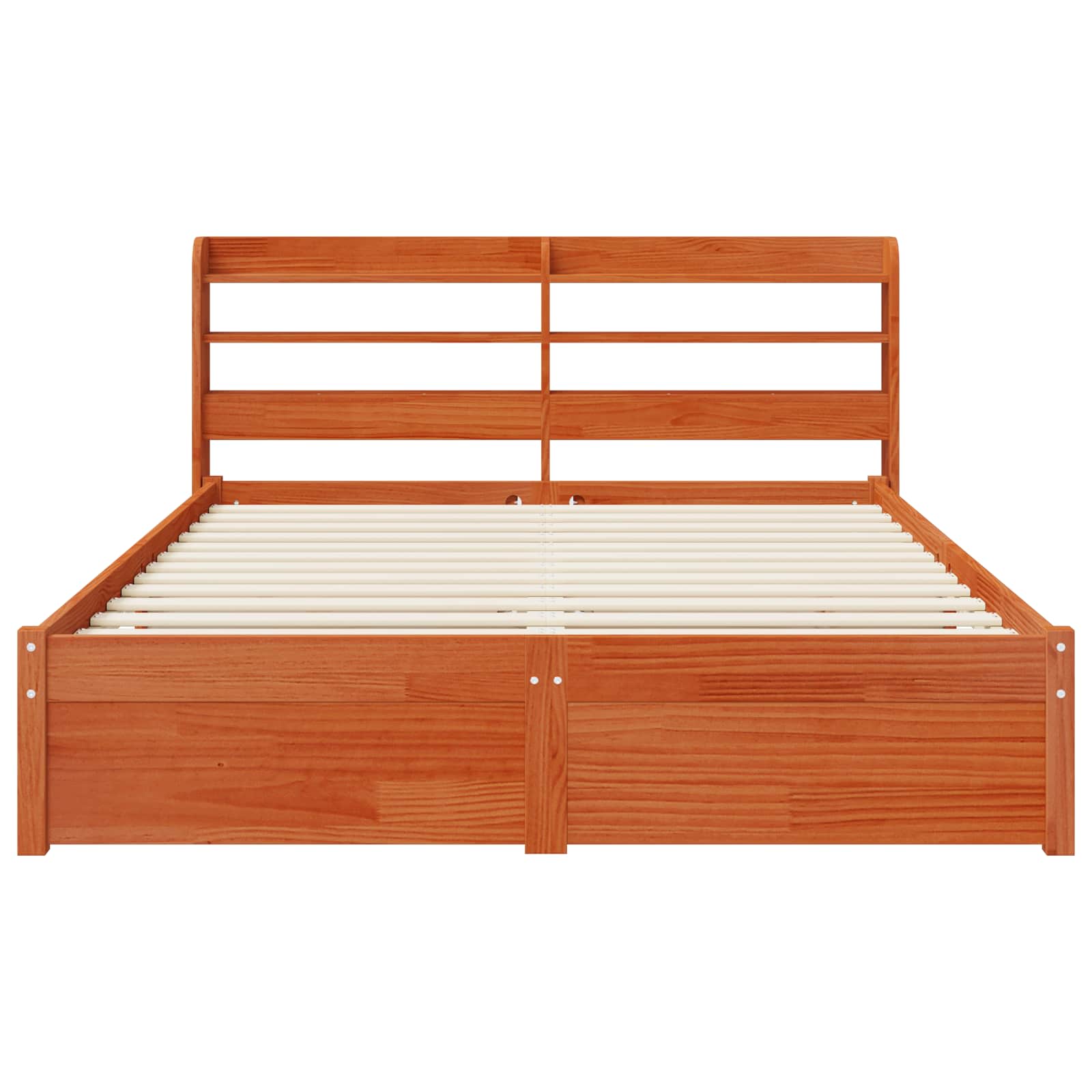 Bedframe met hoofdeinde met opslag Wasbruin Massief Vurenhout image 6