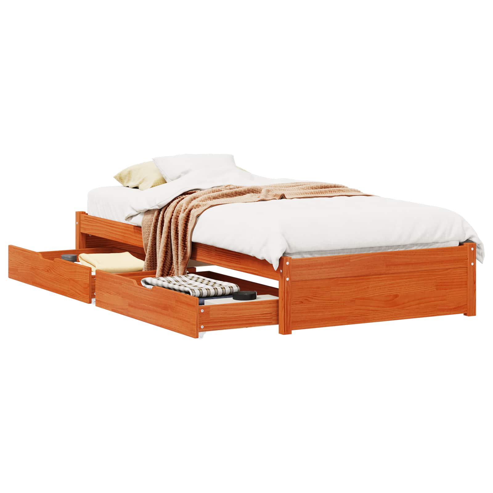 Bedframe met lade met opslag Wasbruin Massief Vurenhout image 2