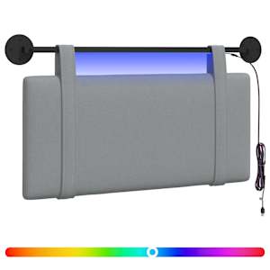 Závěsné čelo postele S LED osvětlením Světle šedá Textil - obrázek 2