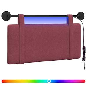 Závěsné čelo postele S LED osvětlením Víno Červené Textil - obrázek 2
