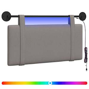 Závěsné čelo postele S LED osvětlením Taupe Textil - obrázek 2
