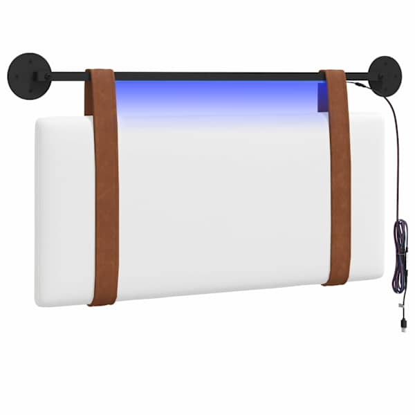 vidaXL Rippuv voodipeats LED-valgustusega Valge Antiik PU
