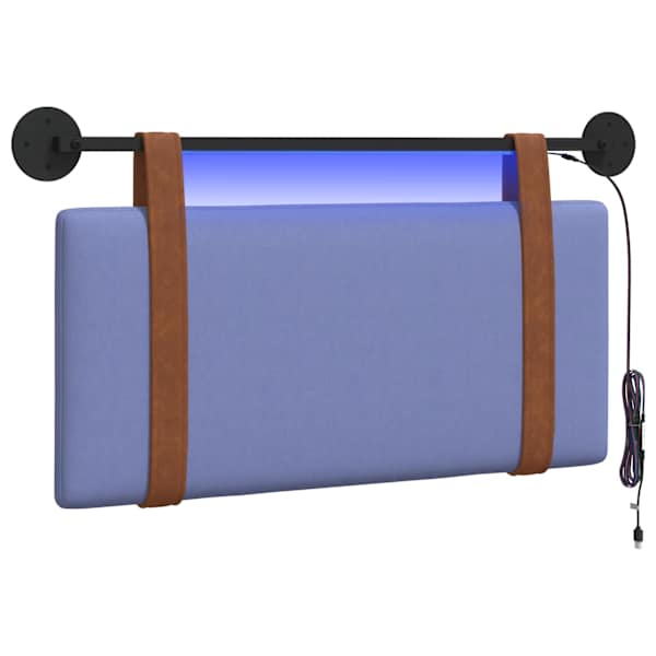 vidaXL Rippuv voodipeats LED-valgustusega Jeans sinine Antiik PU