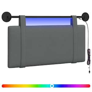 Závěsné čelo postele S LED osvětlením Tmavě šedá Textil - obrázek 2