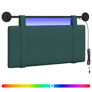 Závěsné čelo postele S LED osvětlením Tmavě zelená Textil - obrázek 2