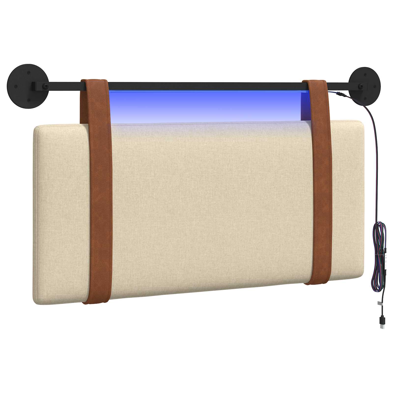 vidaXL Hangend hoofdbord Crèmekleurig Antiek PU, foto 3