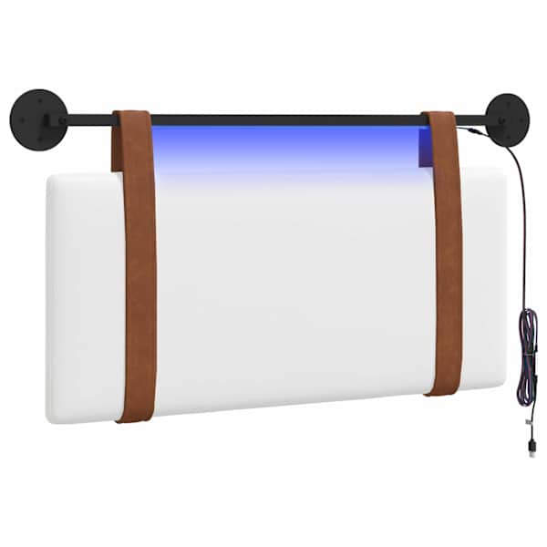 vidaXL Rippuv voodipeats LED-valgustusega Valge Antiik PU