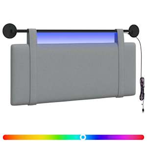 Závěsné čelo postele S LED osvětlením Světle šedá Textil - obrázek 2