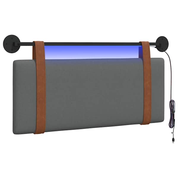 vidaXL Rippuv voodipeats LED-valgustusega Tumehall Antiik PU