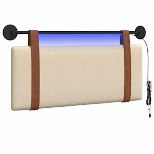 vidaXL Rippuv voodipeats LED-valgustusega Kreemjas Antiik PU
