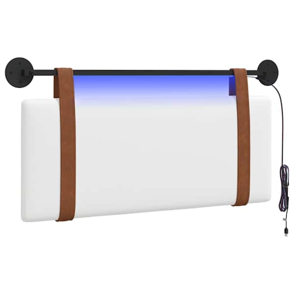 vidaXL Rippuv voodipeats LED-valgustusega Valge Antiik PU
