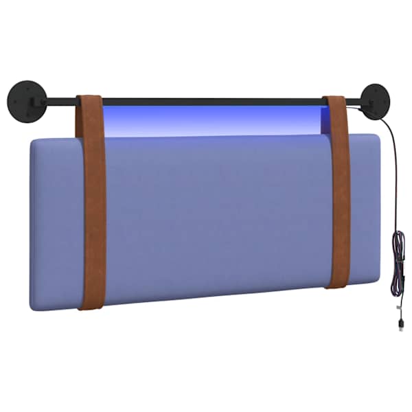 vidaXL Rippuv voodipeats LED-valgustusega Jeans sinine Antiik PU