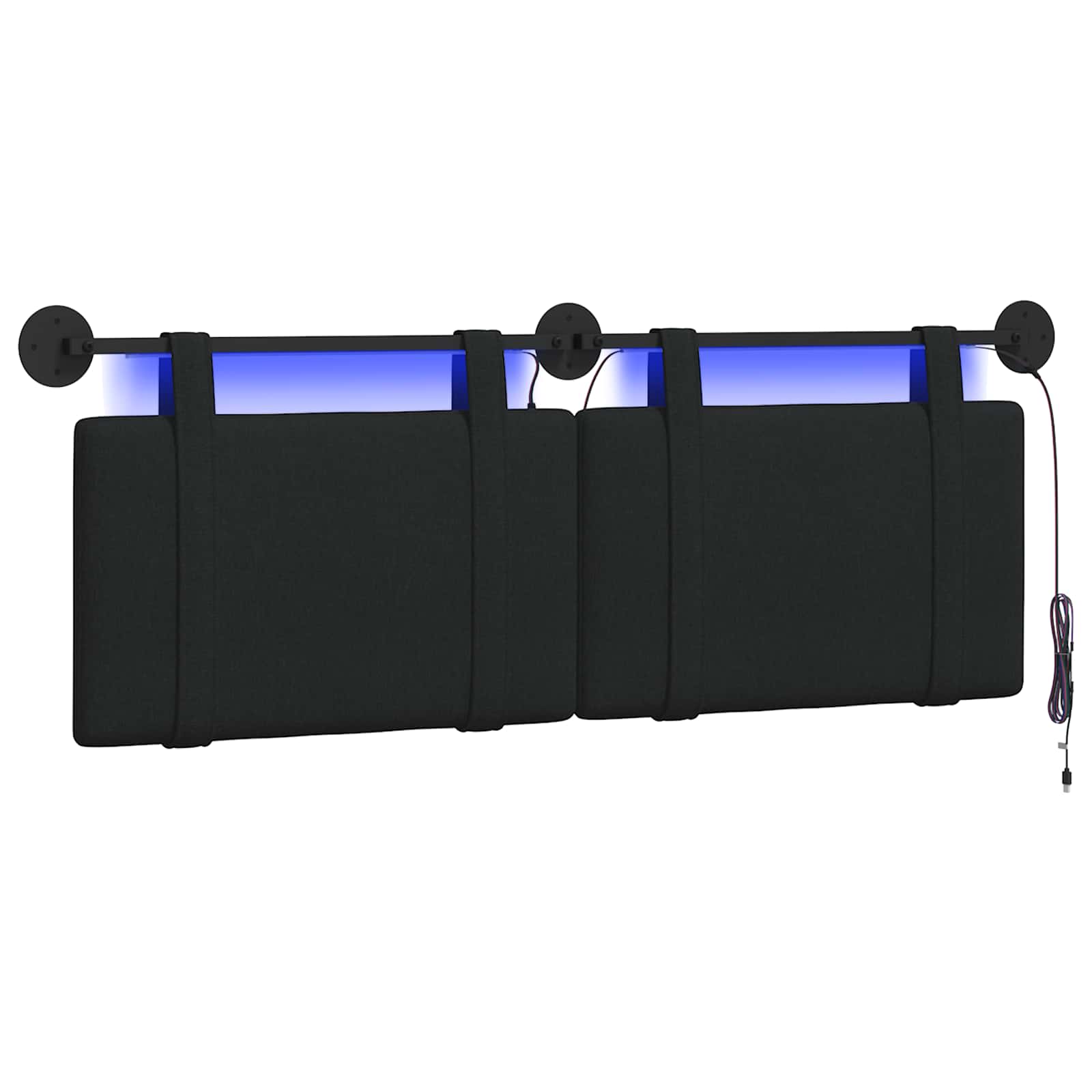 vidaXL Hangend hoofdbord Zwart Stof, foto 3