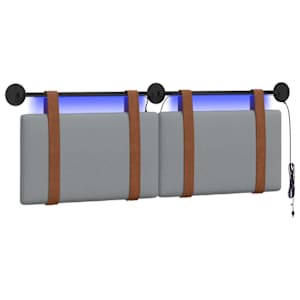 vidaXL Rippuv voodipeats LED-valgustusega Helehall Antiik PU