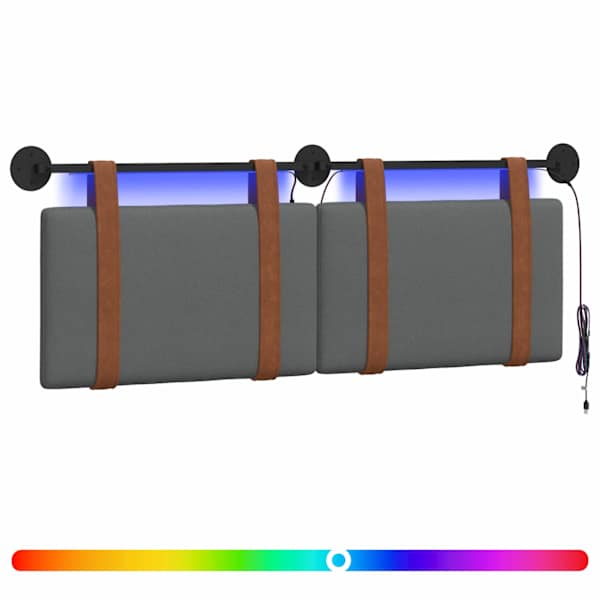 vidaXL Rippuv voodipeats LED-valgustusega Tumehall Antiik PU