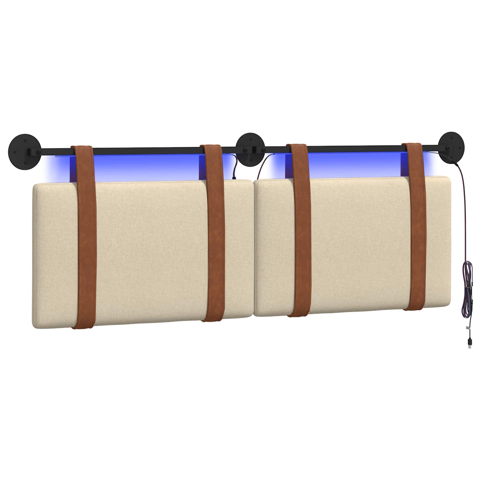 vidaXL Hangend hoofdbord Crèmekleurig Antiek PU, foto 3