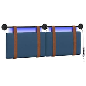 vidaXL Rippuv voodipeats LED-valgustusega Sinine Antiik PU