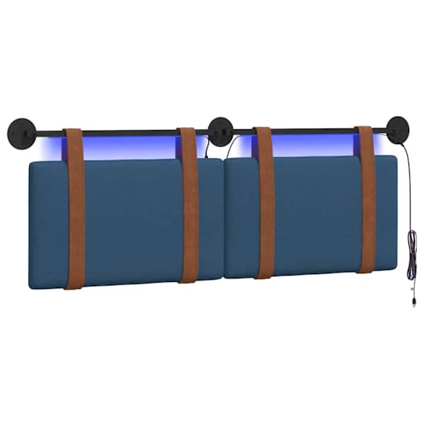 vidaXL Rippuv voodipeats LED-valgustusega Sinine Antiik PU