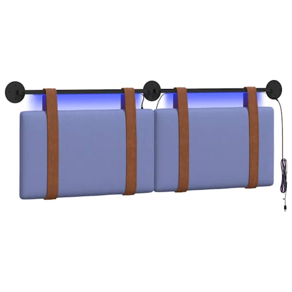 vidaXL Rippuv voodipeats LED-valgustusega Jeans sinine Antiik PU
